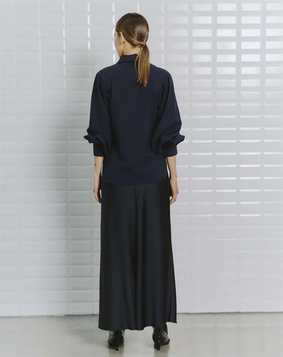 Withblack - Dagmar WBL Sateen Maxi Nederdel - Midnight Blue